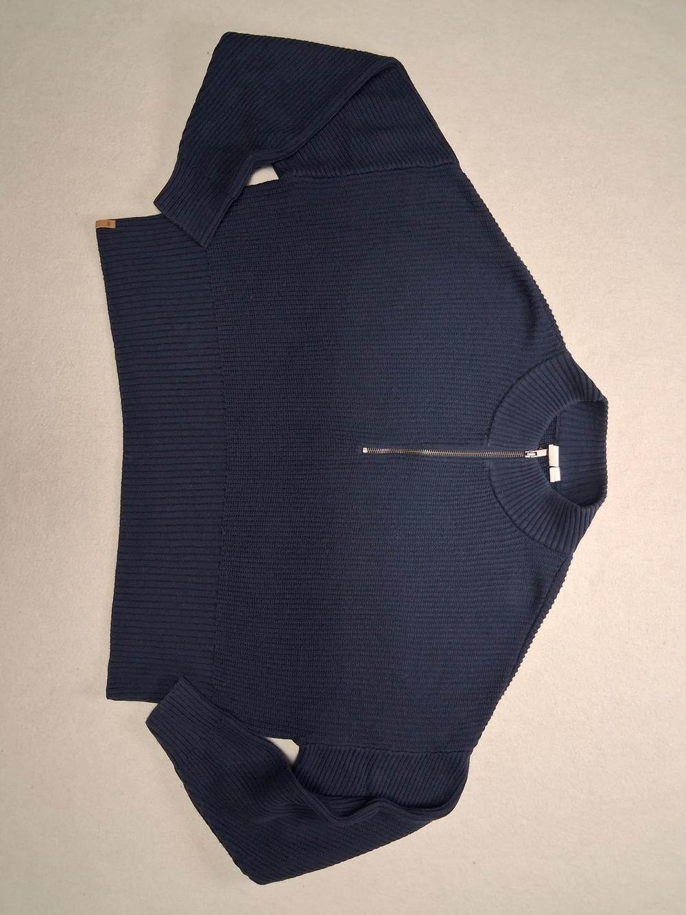 tentree Navy Half-Zip Ribbed Pullover Sweater